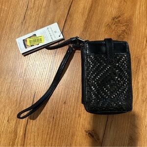 NWT Elliot Lucca Black Woven Handbag Wallet Phone Card Holder